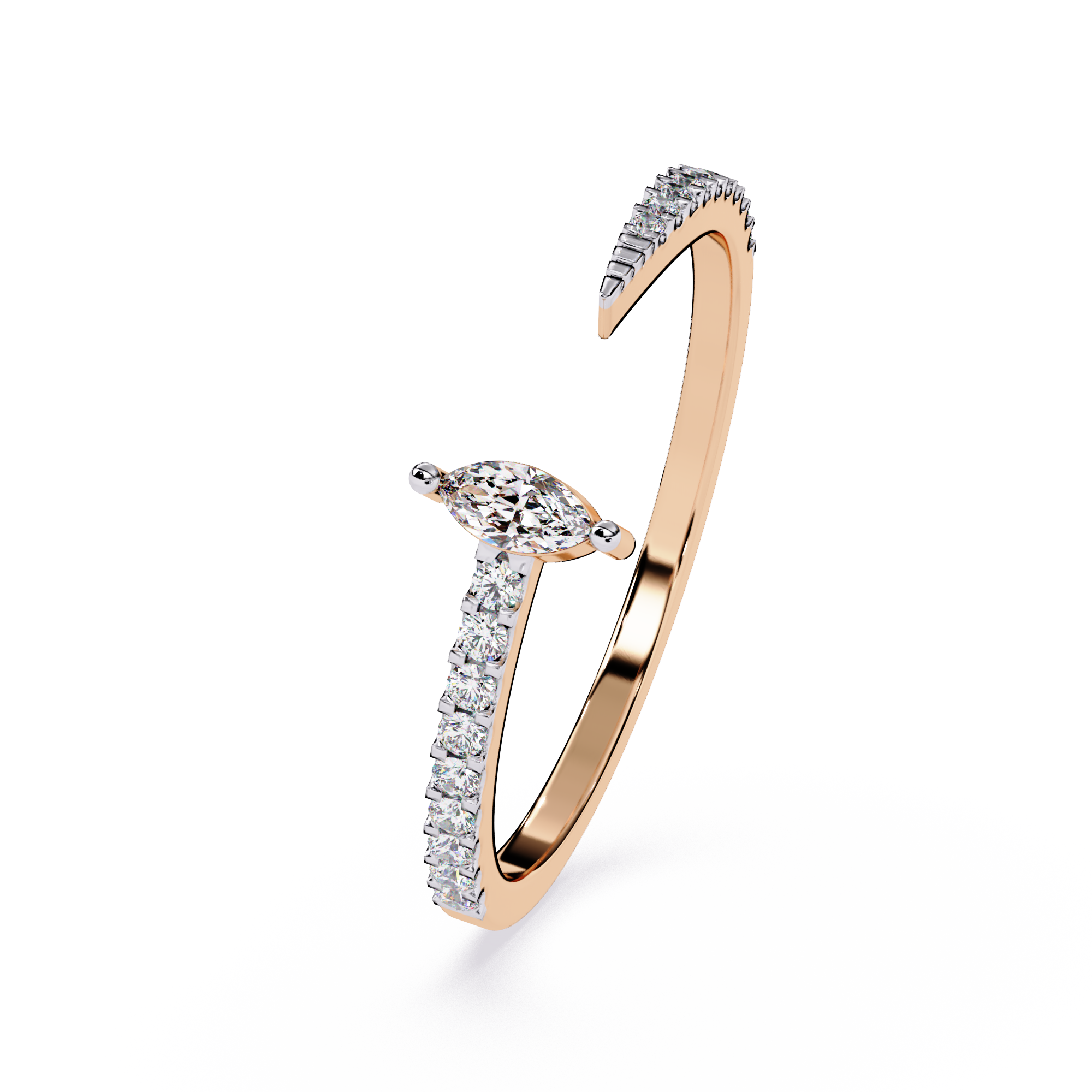 Modern Open Band Marquise Minimalist Lab Grown Engagement Ring – Lustraa’s Open Band Ring