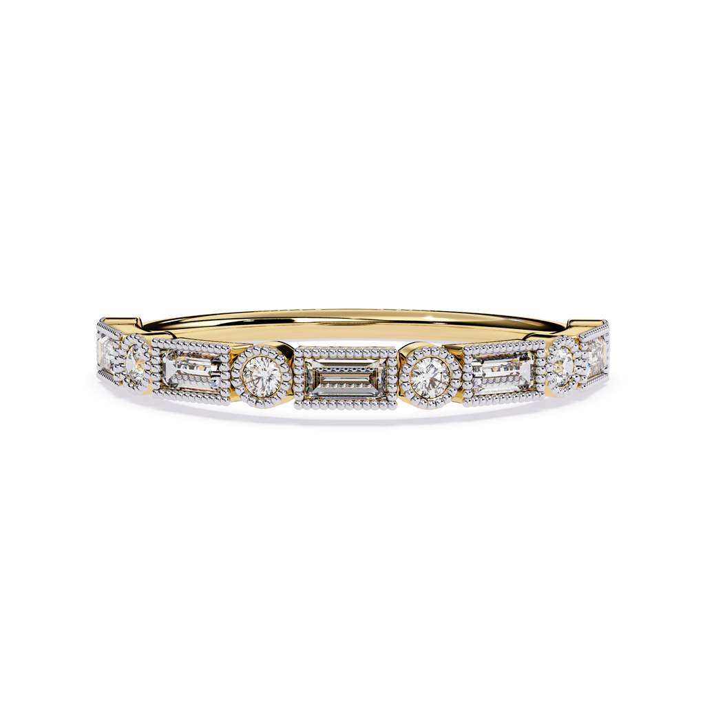 Milgrain Baguette & Round Vintage Inspired Stackable Band – Lustraa’s Milgrain Ring
