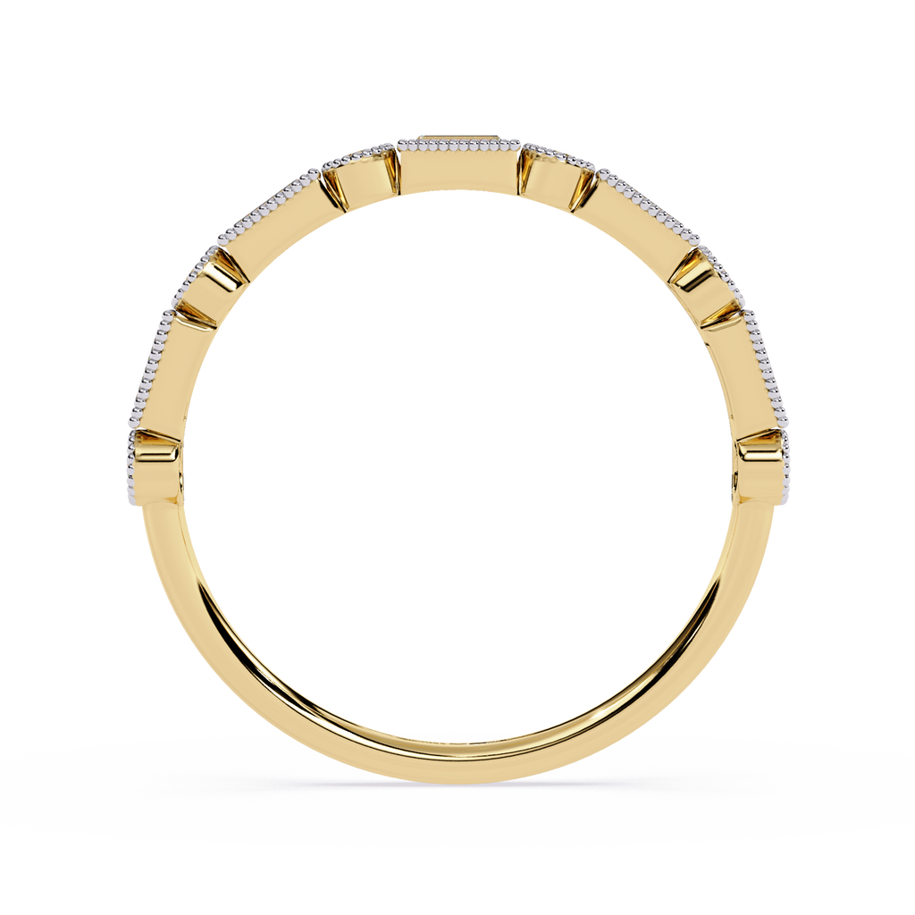 Milgrain Baguette & Round Vintage Inspired Stackable Band – Lustraa’s Milgrain Ring