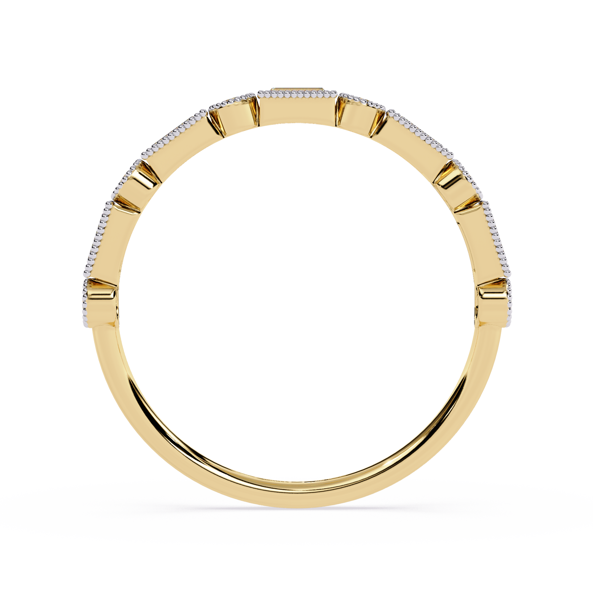 Milgrain Baguette & Round Vintage Inspired Stackable Band – Lustraa’s Milgrain Ring