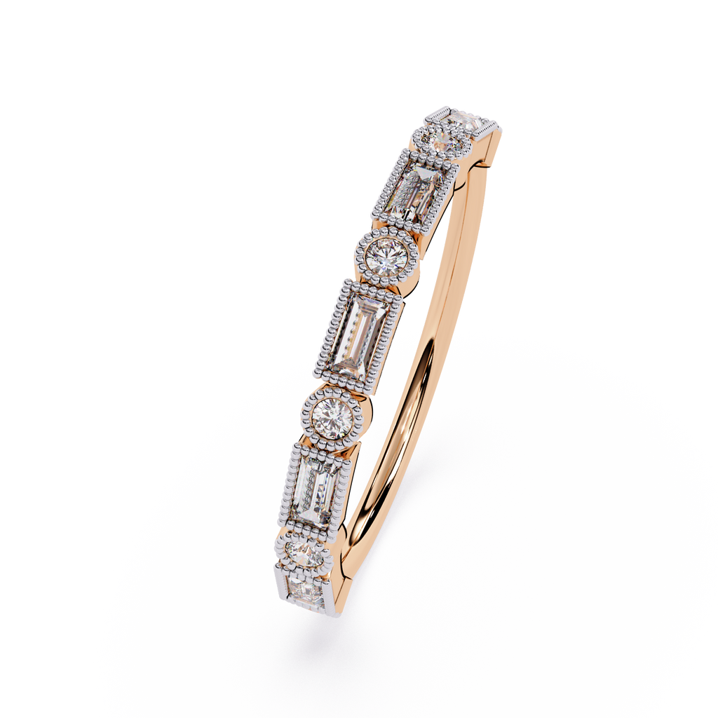 Milgrain Baguette & Round Vintage Inspired Stackable Band – Lustraa’s Milgrain Ring