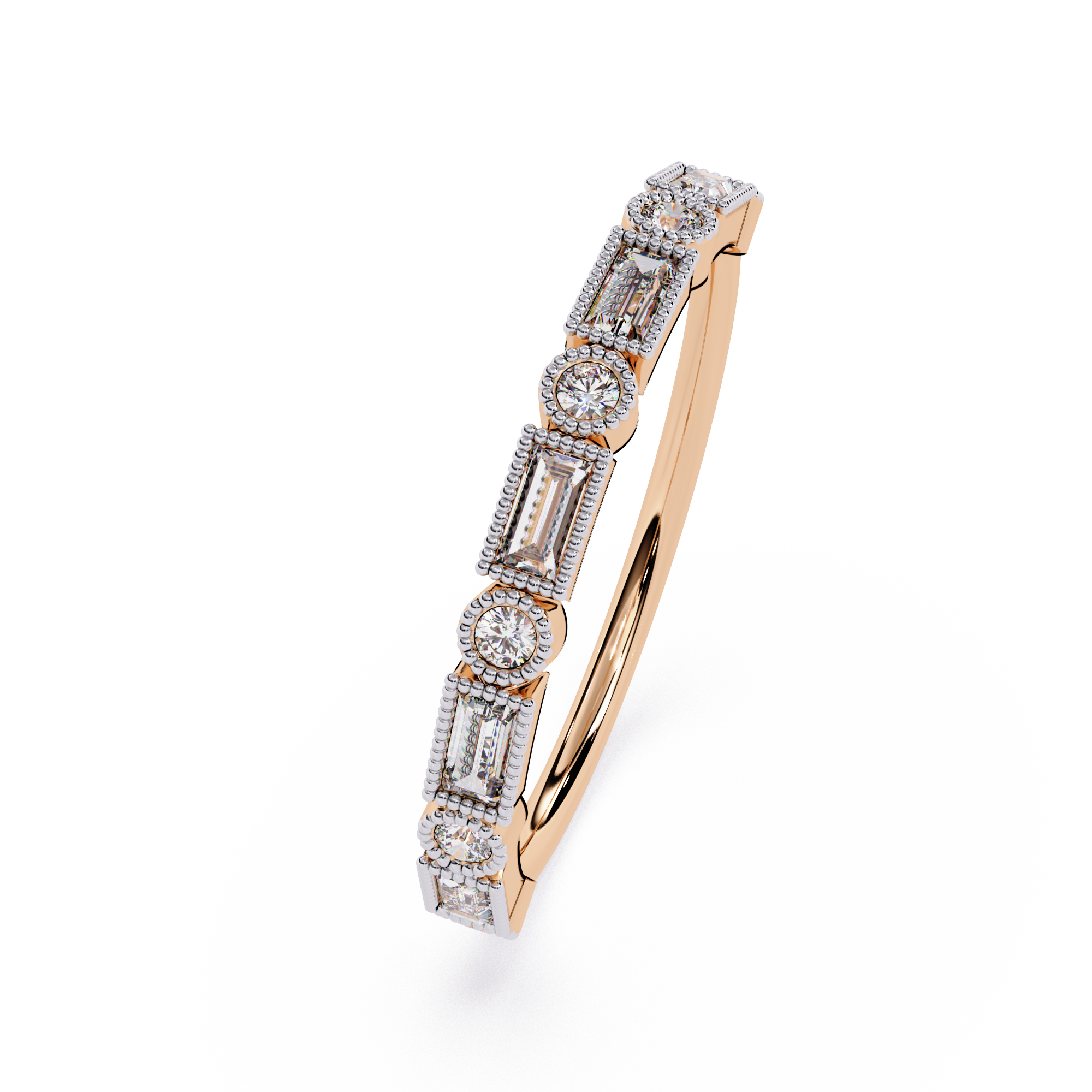 Milgrain Baguette & Round Vintage Inspired Stackable Band – Lustraa’s Milgrain Ring