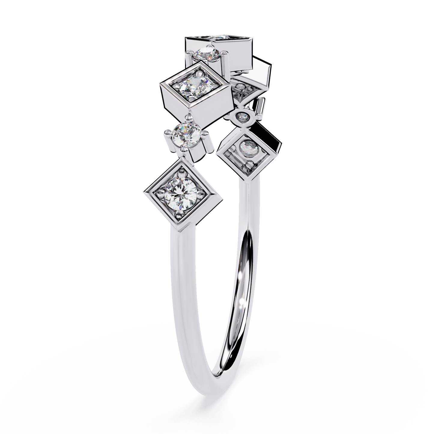 Geometric Lab Grown Diamond Ring – Unique Modern Half Eternity Band – Lustraa’s Eternity Ring