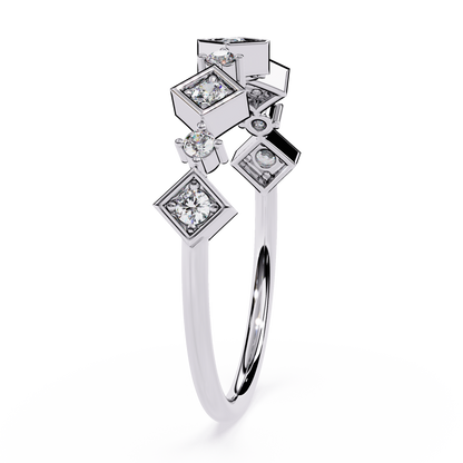 Geometric Lab Grown Diamond Ring – Unique Modern Half Eternity Band – Lustraa’s Eternity Ring