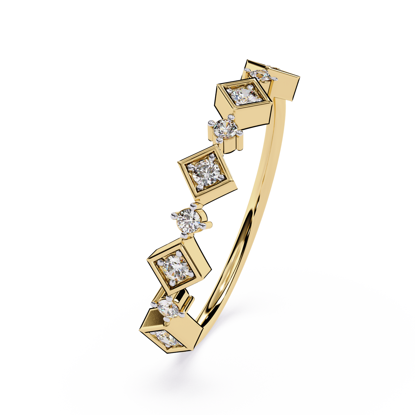 Geometric Lab Grown Diamond Ring – Unique Modern Half Eternity Band – Lustraa’s Eternity Ring