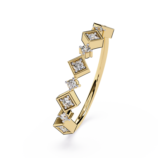 Geometric Lab Grown Diamond Ring – Unique Modern Half Eternity Band – Lustraa’s Eternity Ring