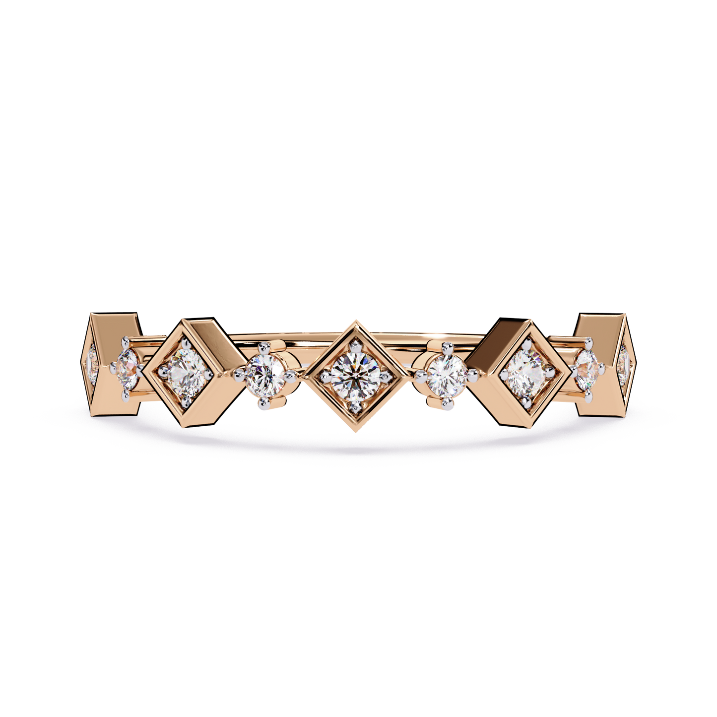 Geometric Lab Grown Diamond Ring – Unique Modern Half Eternity Band – Lustraa’s Eternity Ring