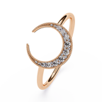 Crescent Moon Lab Grown Milgrain Celestial Ring - Lustraa’s Milgrain Ring