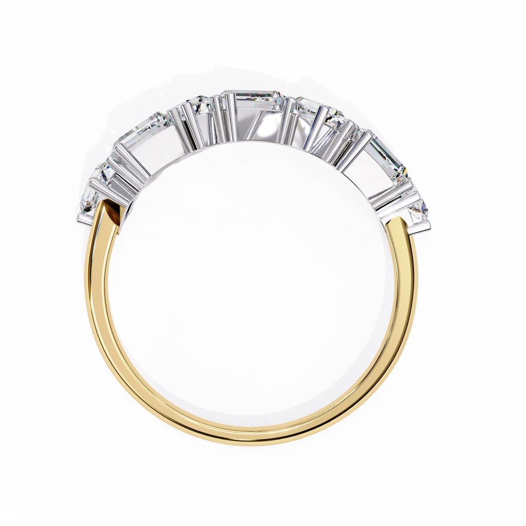 Baguette Cut Multi-Stone Lab Grown Diamond Ring – Half Eternity Engagement Ring with Round Brilliant Accents – Lustraa’s Eternity Ring