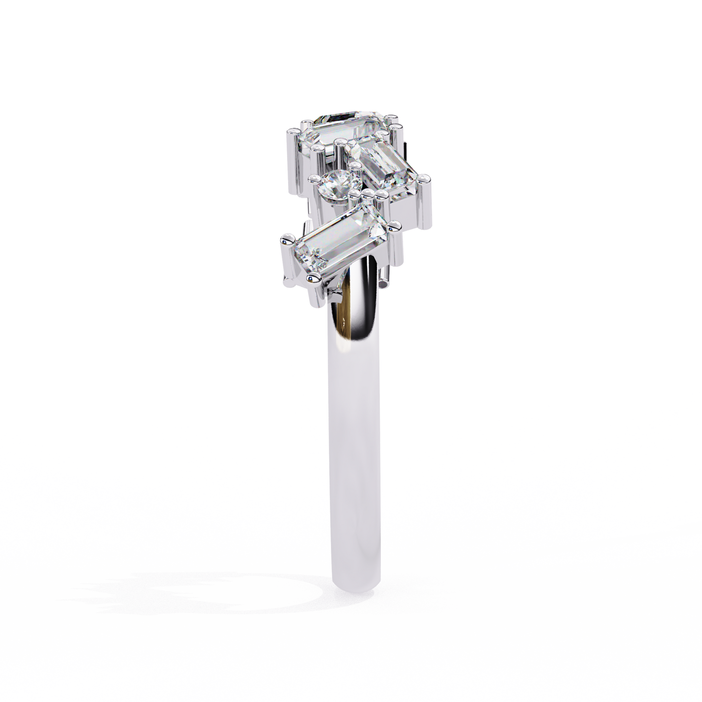 Baguette Cut Multi-Stone Lab Grown Diamond Ring – Half Eternity Engagement Ring with Round Brilliant Accents – Lustraa’s Eternity Ring