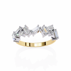 Baguette Cut Multi-Stone Lab Grown Diamond Ring – Half Eternity Engagement Ring with Round Brilliant Accents – Lustraa’s Eternity Ring