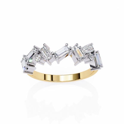 Baguette Cut Multi-Stone Lab Grown Diamond Ring – Half Eternity Engagement Ring with Round Brilliant Accents – Lustraa’s Eternity Ring