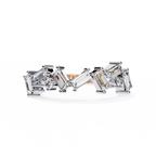 Baguette Cut Multi-Stone Lab Grown Diamond Ring – Half Eternity Engagement Ring with Round Brilliant Accents – Lustraa’s Eternity Ring