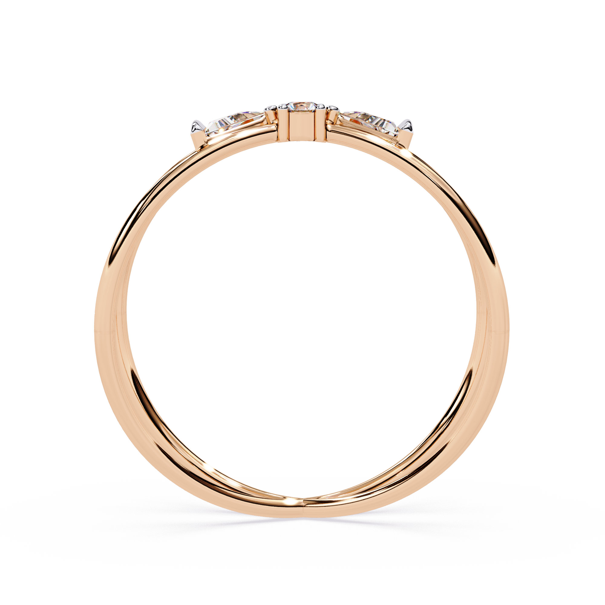 Split Shank Diamond Ring – Round & Triangle Cut Diamond Criss Cross Band – Modern Statement Engagement  Ring– Lustraa’s Criss Cross Ring