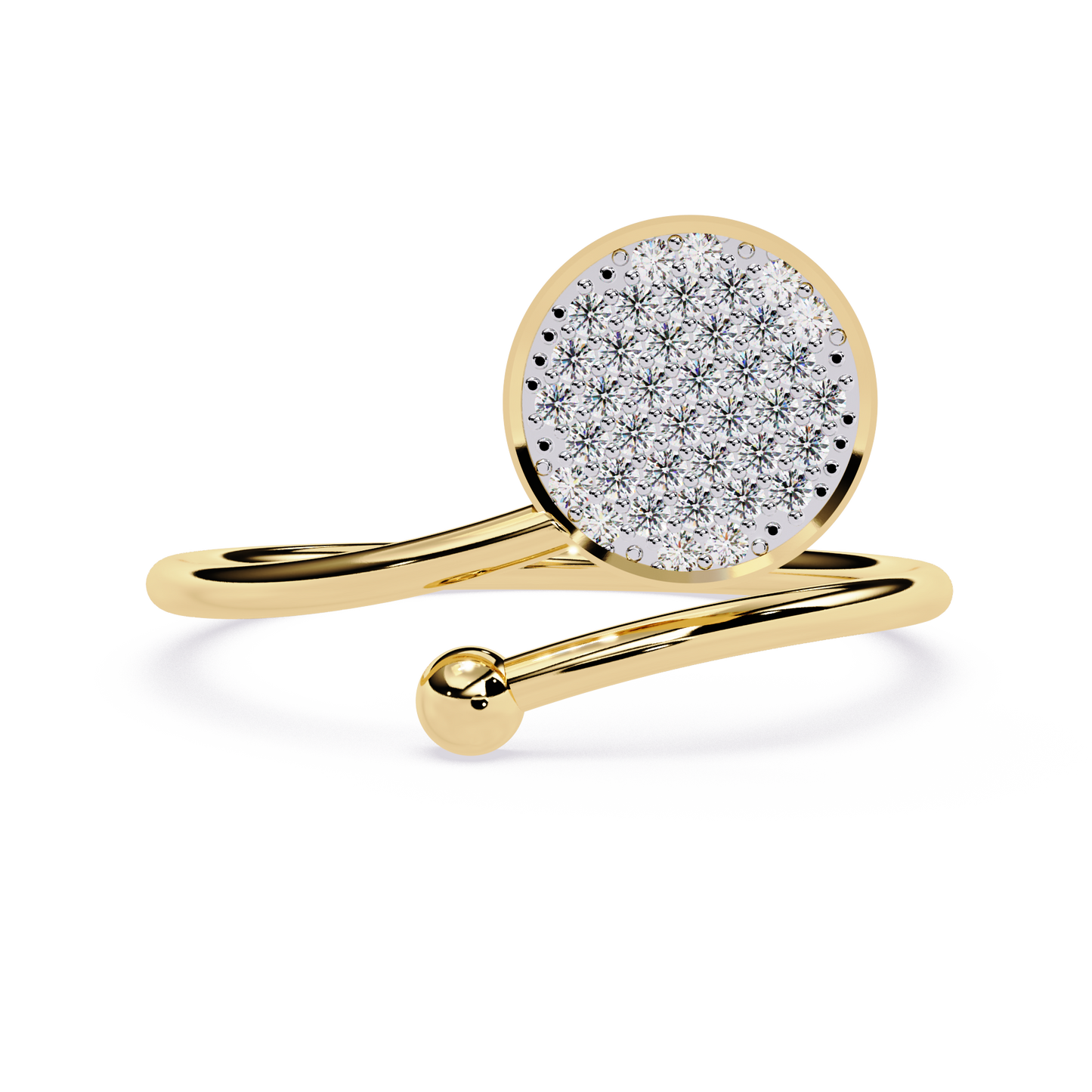 Pavé Diamond Disc Adjustable Ring | Lab Grown Diamond Open Ring | Minimalist Modern Statement Ring – Lustraa’s Minimalist Ring