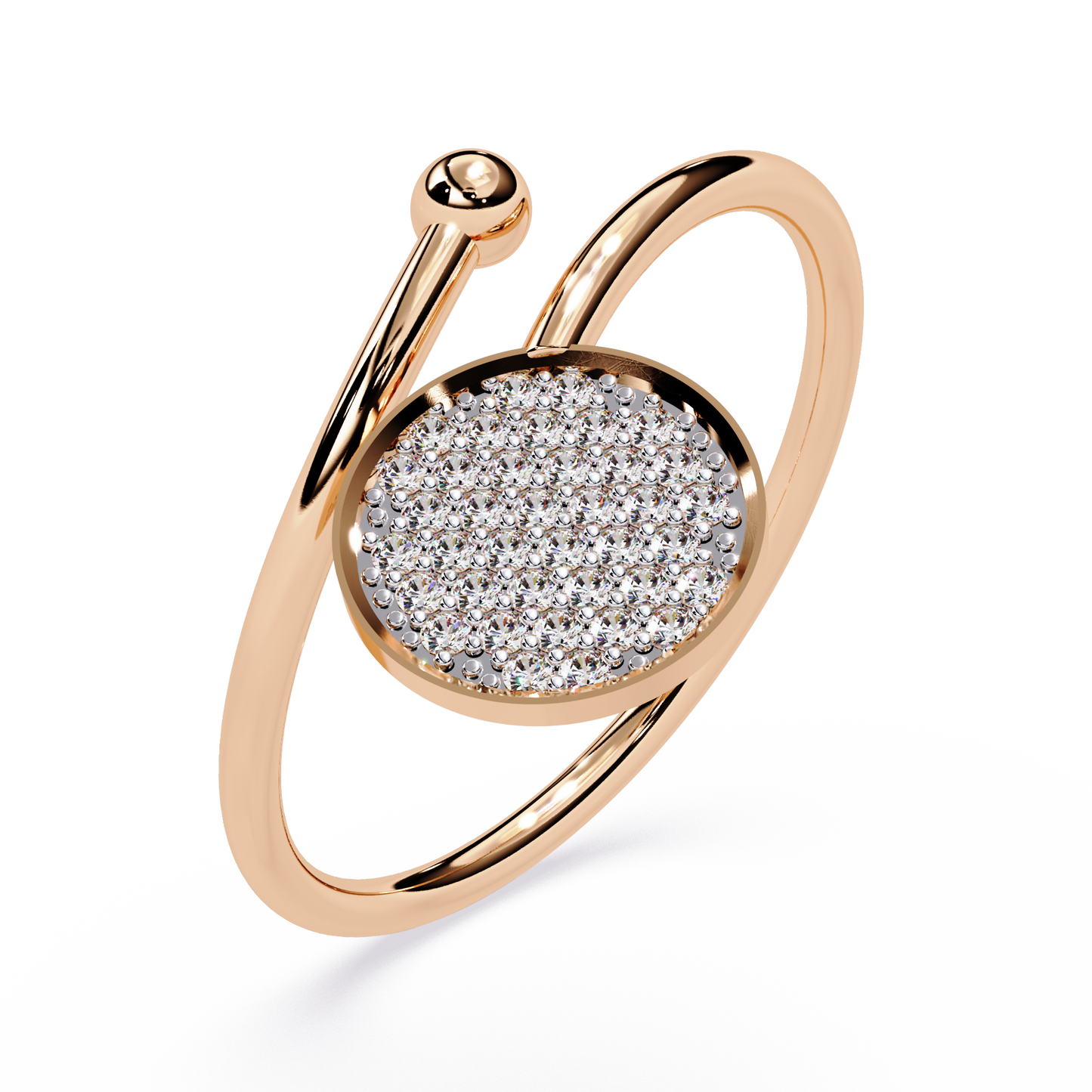 Pavé Diamond Disc Adjustable Ring | Lab Grown Diamond Open Ring | Minimalist Modern Statement Ring – Lustraa’s Minimalist Ring