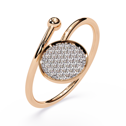 Pavé Diamond Disc Adjustable Ring | Lab Grown Diamond Open Ring | Minimalist Modern Statement Ring – Lustraa’s Minimalist Ring