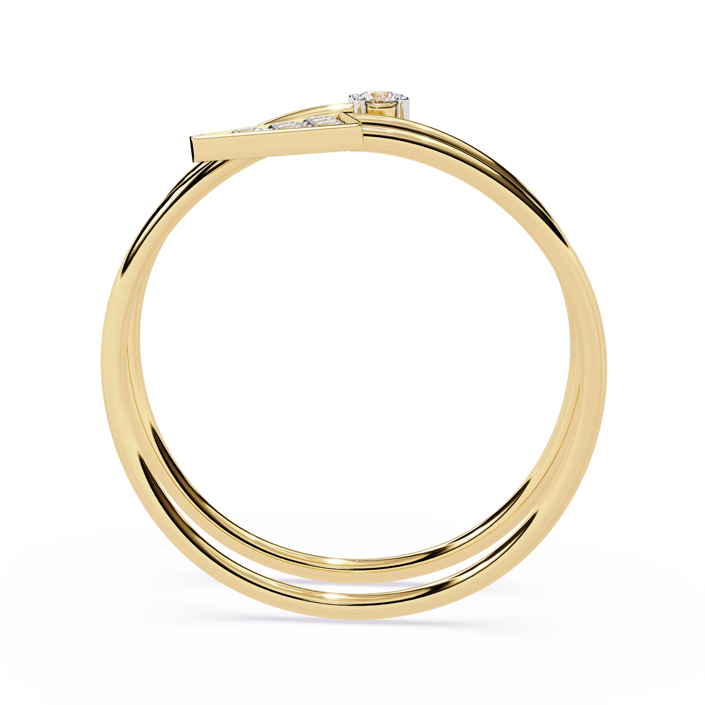 Arrow Diamond Spiral Ring | Geometric Triangle Lab Grown Diamond Open Wrap Ring | Adjustable Minimalist Arrow Ring - Lustraa’s Open Band Ring
