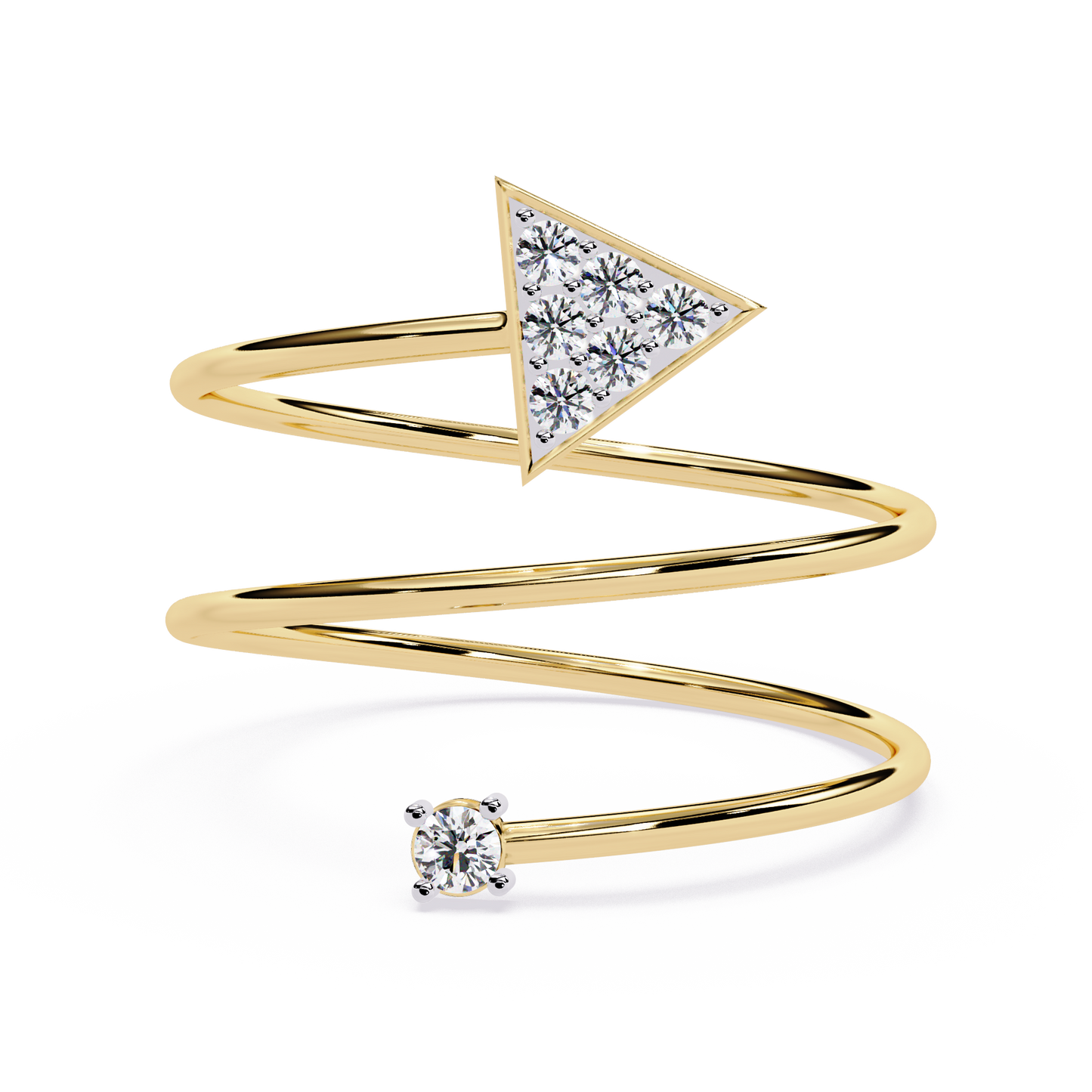 Arrow Diamond Spiral Ring | Geometric Triangle Lab Grown Diamond Open Wrap Ring | Adjustable Minimalist Arrow Ring - Lustraa’s Open Band Ring