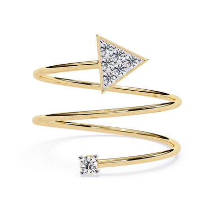 Arrow Diamond Spiral Ring | Geometric Triangle Lab Grown Diamond Open Wrap Ring | Adjustable Minimalist Arrow Ring - Lustraa’s Open Band Ring
