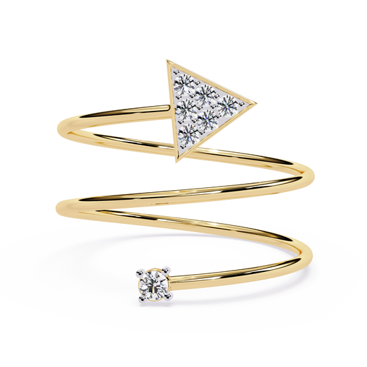 Arrow Diamond Spiral Ring | Geometric Triangle Lab Grown Diamond Open Wrap Ring | Adjustable Minimalist Arrow Ring - Lustraa’s Open Band Ring