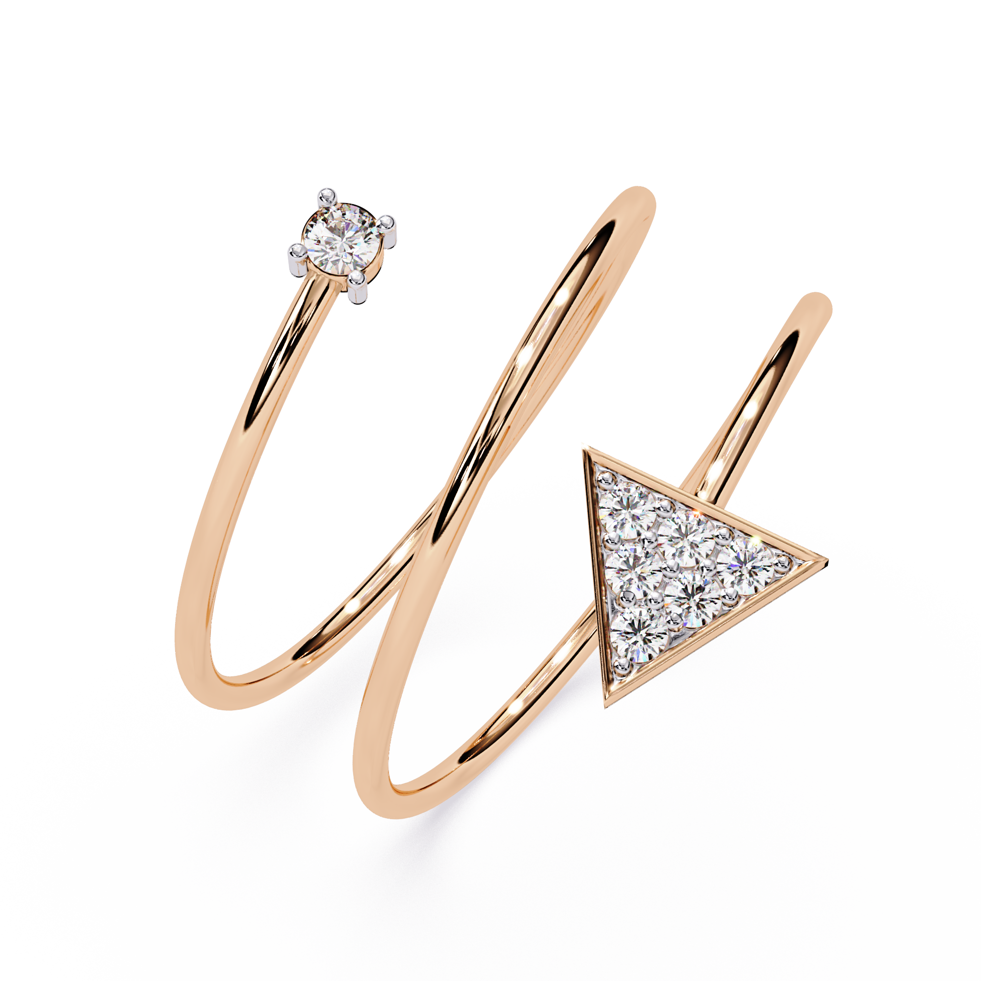 Arrow Spiral Geometric Triangle Lab Grown Open Wrap Adjustable Minimalist Ring – Lustraa’s Open Band Ring