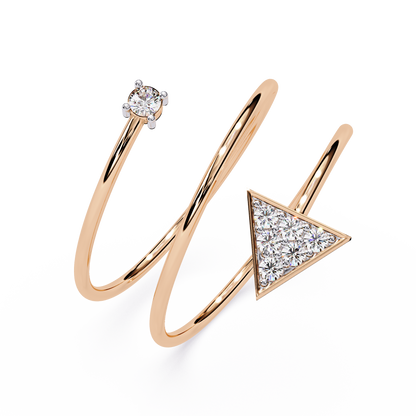 Arrow Diamond Spiral Ring | Geometric Triangle Lab Grown Diamond Open Wrap Ring | Adjustable Minimalist Arrow Ring - Lustraa’s Open Band Ring