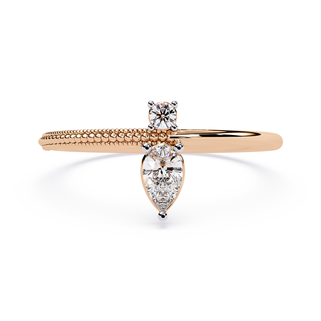 Dainty Diamond Ring – Pear & Round Cut Lab Grown Solitaire Modern Minimalist Stackable Ring – Lustraa’s Solitaire Ring