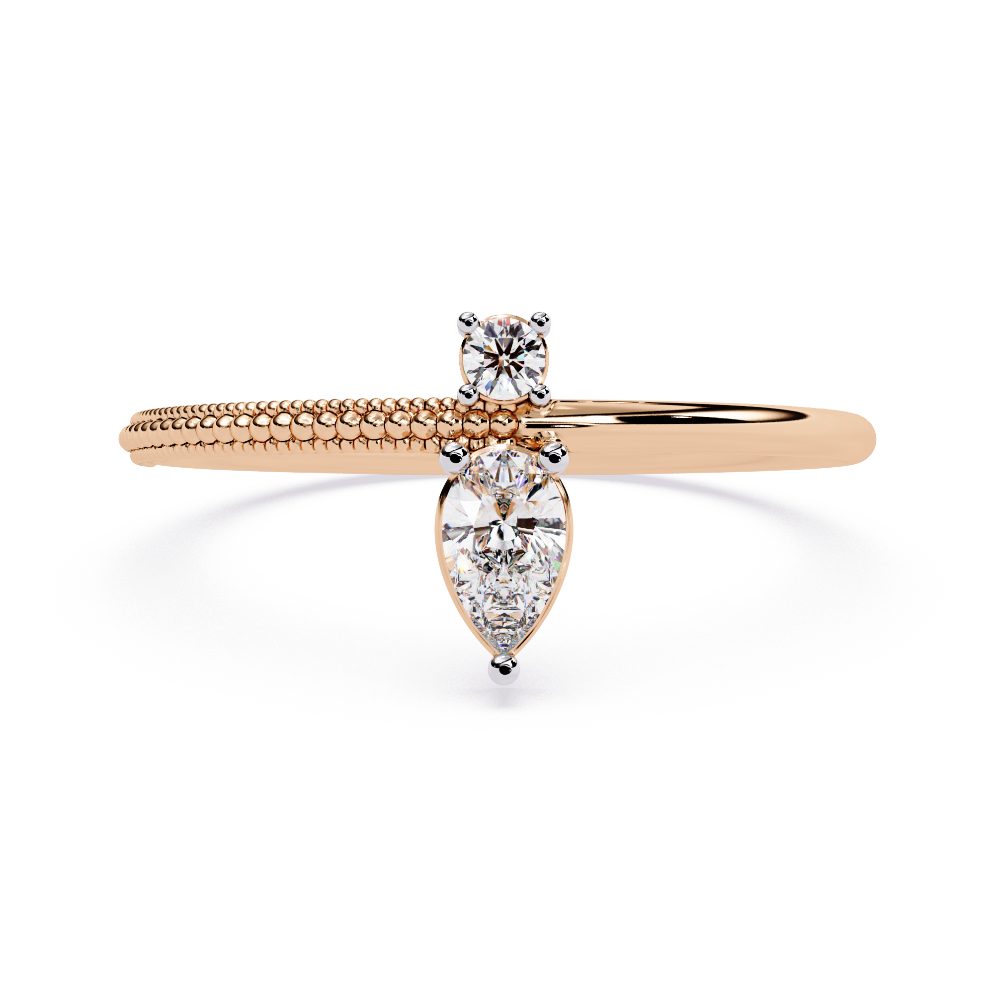 Dainty Diamond Ring – Pear & Round Cut Lab Grown Solitaire Modern Minimalist Stackable Ring – Lustraa’s Solitaire Ring