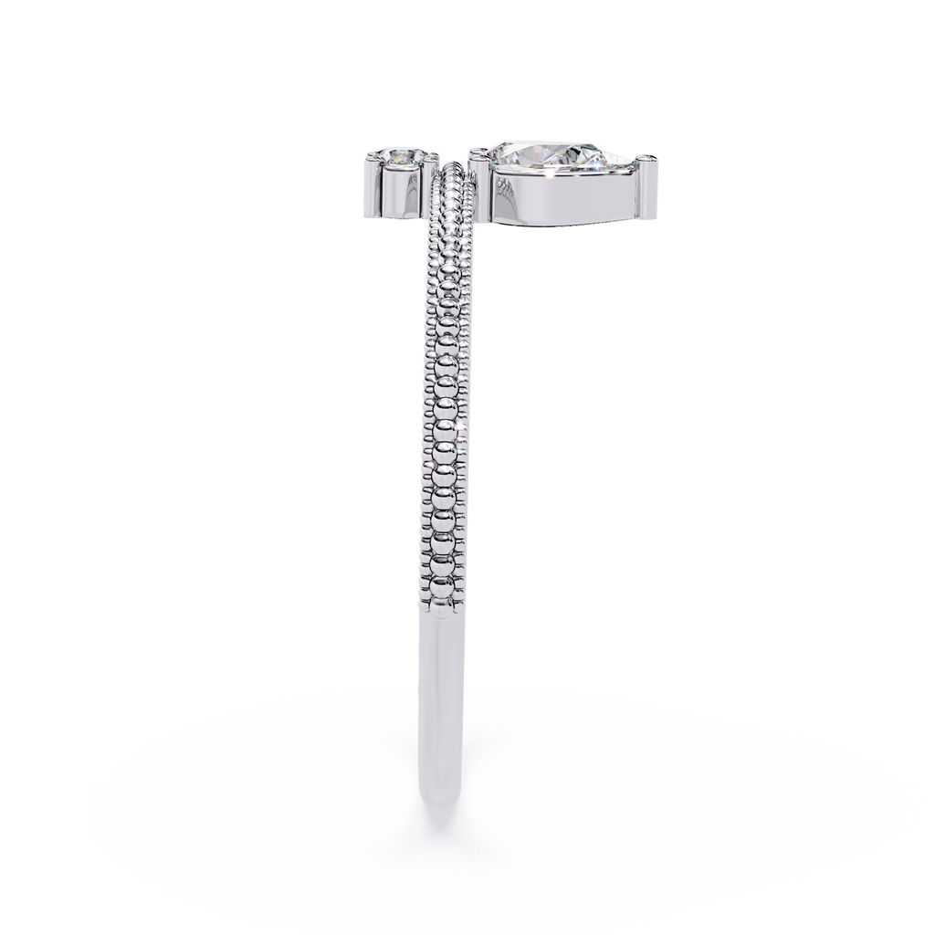 Dainty Diamond Ring – Pear & Round Cut Lab Grown Solitaire Modern Minimalist Stackable Ring – Lustraa’s Solitaire Ring