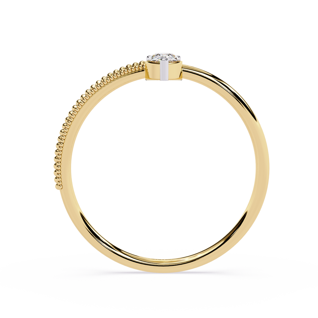 Dainty Diamond Ring – Pear & Round Cut Lab Grown Solitaire Modern Minimalist Stackable Ring – Lustraa’s Solitaire Ring