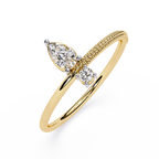 Dainty Diamond Ring – Pear & Round Cut Lab Grown Solitaire Modern Minimalist Stackable Ring – Lustraa’s Solitaire Ring