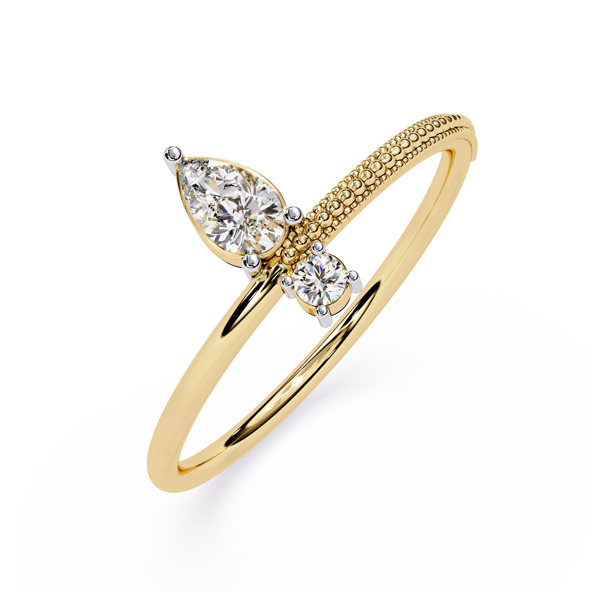 Dainty Diamond Ring – Pear & Round Cut Lab Grown Solitaire Modern Minimalist Stackable Ring – Lustraa’s Solitaire Ring