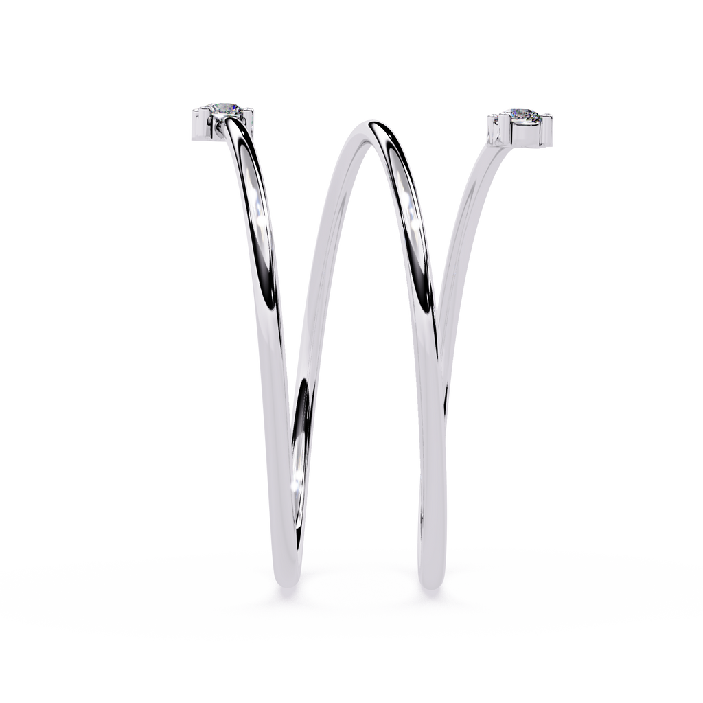 Multi Band Diamond Ring – Double Solitaire Spiral Lab Grown Open Wrap Ring –  Modern Minimalist Stackable Ring – Lustraa’s Open Band Ring