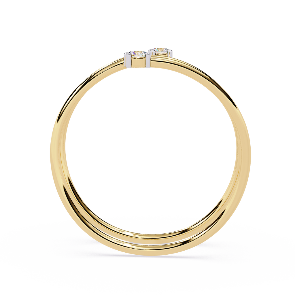 Multi Band Diamond Ring – Double Solitaire Spiral Lab Grown Open Wrap Ring –  Modern Minimalist Stackable Ring – Lustraa’s Open Band Ring