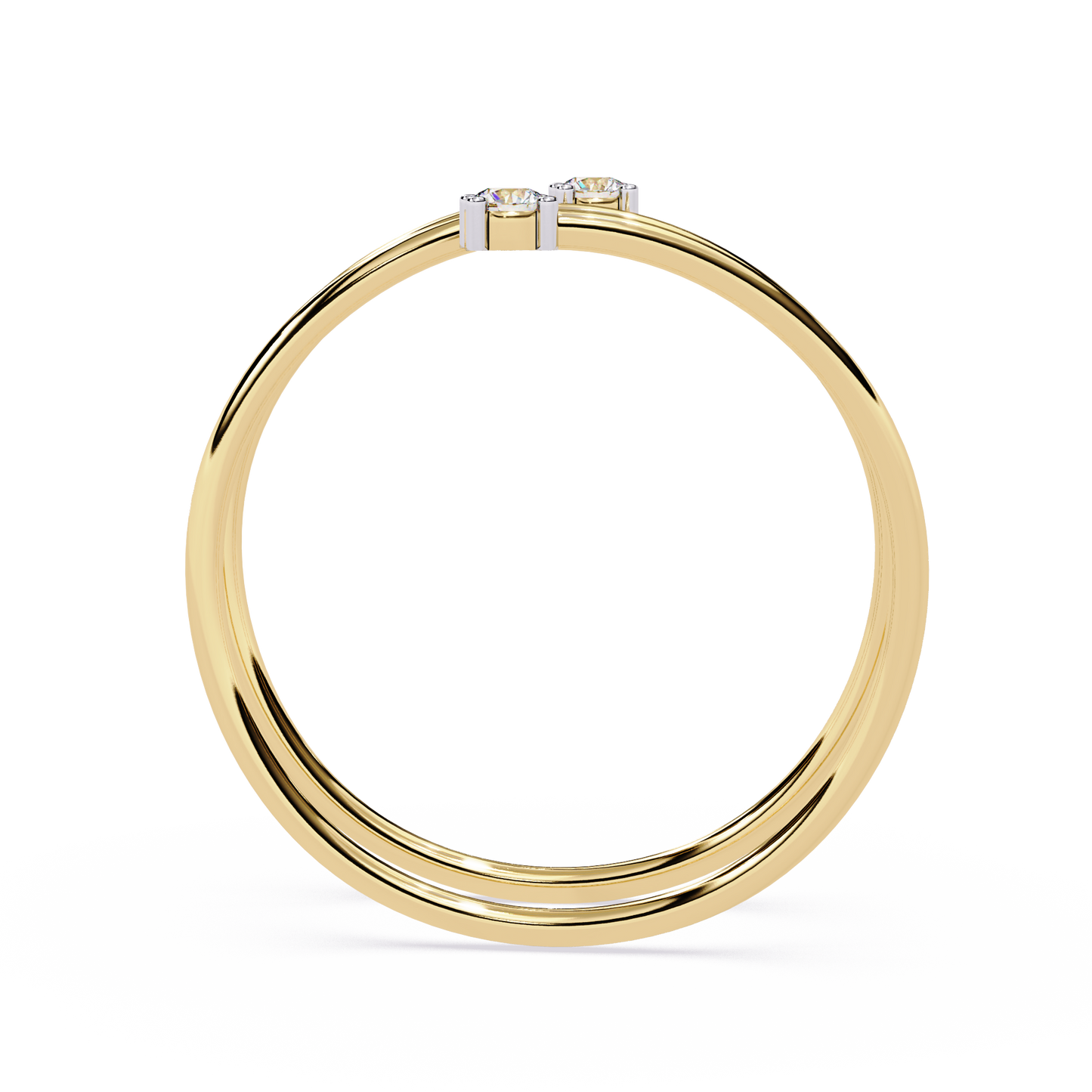 Double Solitaire Spiral Diamond Ring | Lab Grown Diamond Open Wrap Ring | Modern Minimalist Stackable Ring - Lustraa’s Open Band Ring