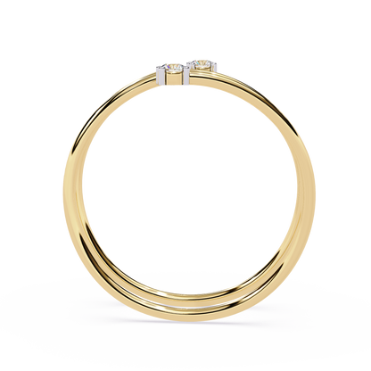 Double Solitaire Spiral Diamond Ring | Lab Grown Diamond Open Wrap Ring | Modern Minimalist Stackable Ring - Lustraa’s Open Band Ring