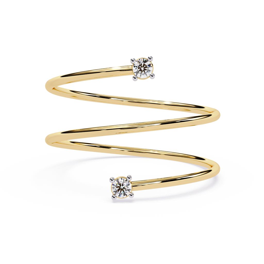 Multi Band Diamond Ring – Double Solitaire Spiral Lab Grown Open Wrap Ring –  Modern Minimalist Stackable Ring – Lustraa’s Open Band Ring