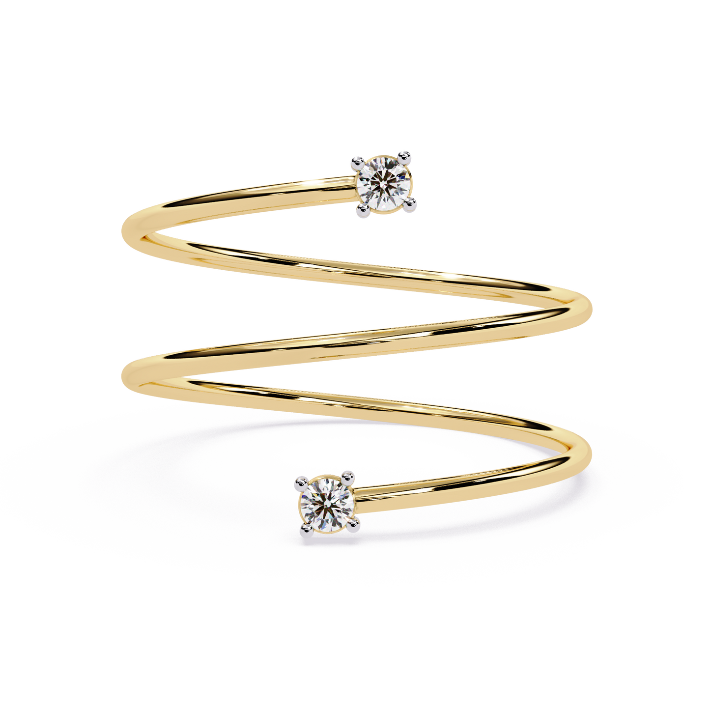 Double Solitaire Spiral Diamond Ring | Lab Grown Diamond Open Wrap Ring | Modern Minimalist Stackable Ring - Lustraa’s Open Band Ring