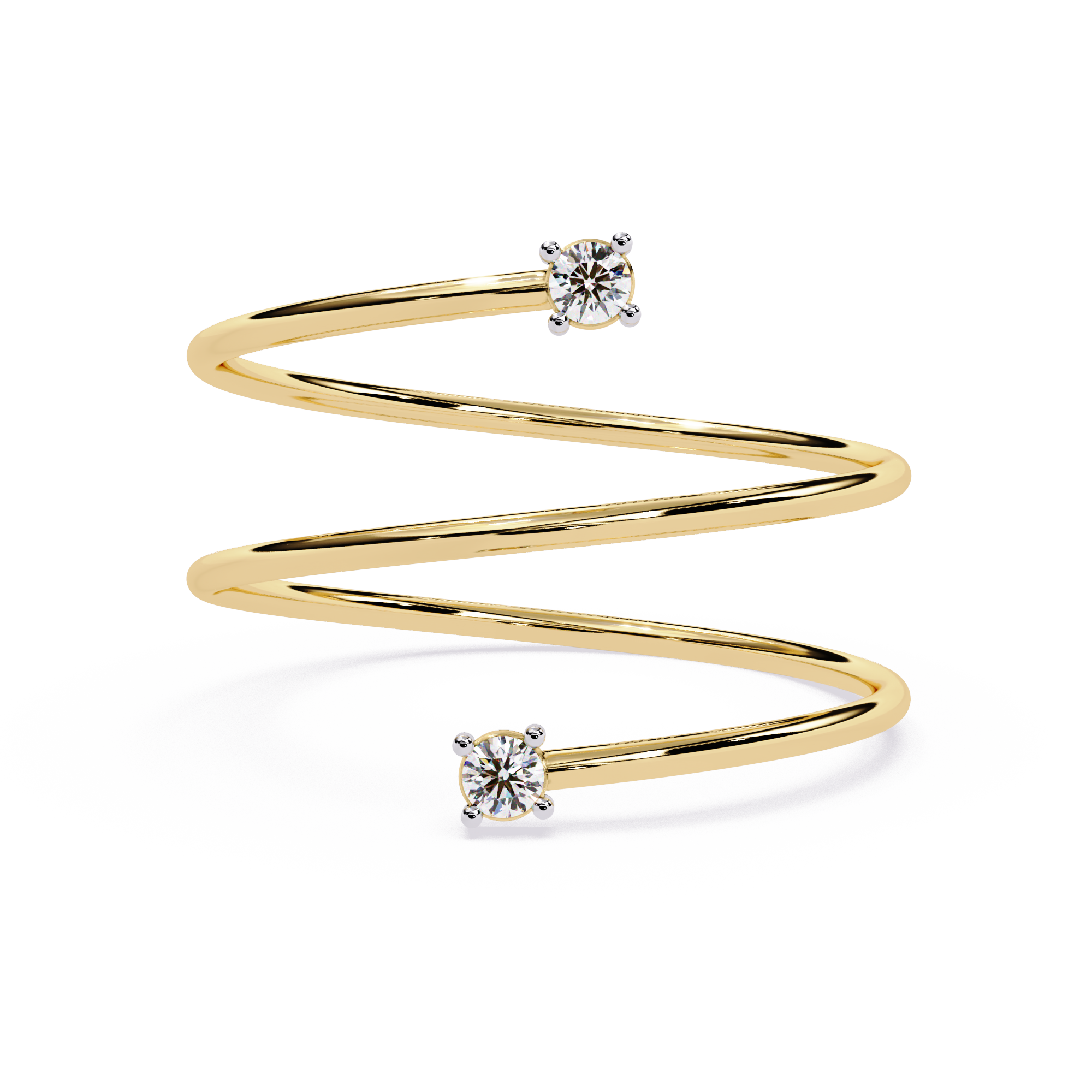 Multi Band Diamond Ring – Double Solitaire Spiral Lab Grown Open Wrap Ring –  Modern Minimalist Stackable Ring – Lustraa’s Open Band Ring