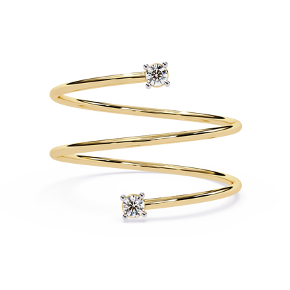 Double Solitaire Spiral Diamond Ring | Lab Grown Diamond Open Wrap Ring | Modern Minimalist Stackable Ring - Lustraa’s Open Band Ring