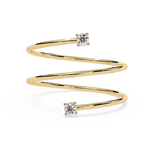 Double Solitaire Spiral Diamond Ring | Lab Grown Diamond Open Wrap Ring | Modern Minimalist Stackable Ring - Lustraa’s Open Band Ring