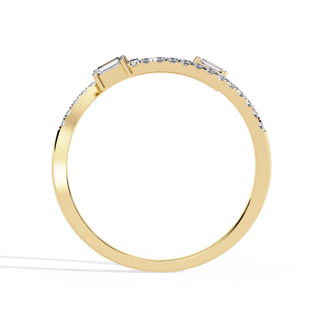 Baguette & Pavé Lab Grown Diamond Statement Ring - Minimalist Adjustable Ring - Lustraa’s Open Band Ring