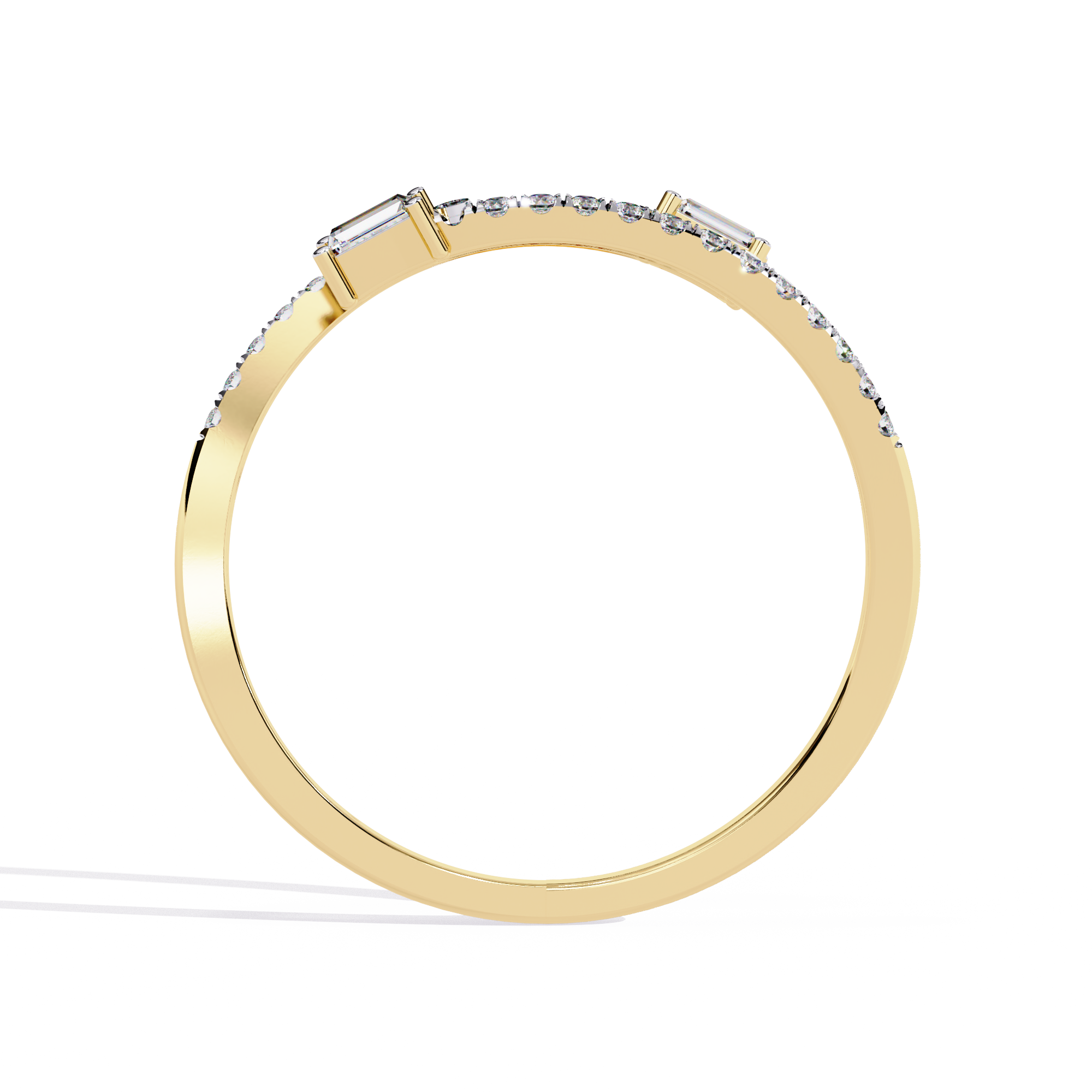 Baguette & Pavé Lab Grown Diamond Statement Ring - Minimalist Adjustable Ring - Lustraa’s Open Band Ring