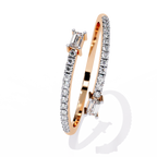 Baguette & Pavé Lab Grown Diamond Statement Ring - Minimalist Adjustable Ring - Lustraa’s Open Band Ring