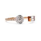 Open Band Halo Diamond Ring – Baguette & Round Lab Diamond Halo Ring – Modern Minimalist Statement Ring – Lustraa’s Open Band Ring