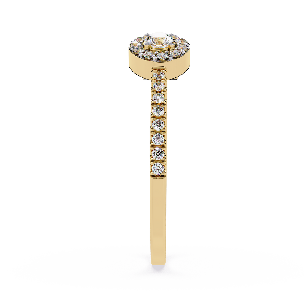 Open Band Halo Diamond Ring – Baguette & Round Lab Diamond Halo Ring – Modern Minimalist Statement Ring – Lustraa’s Open Band Ring