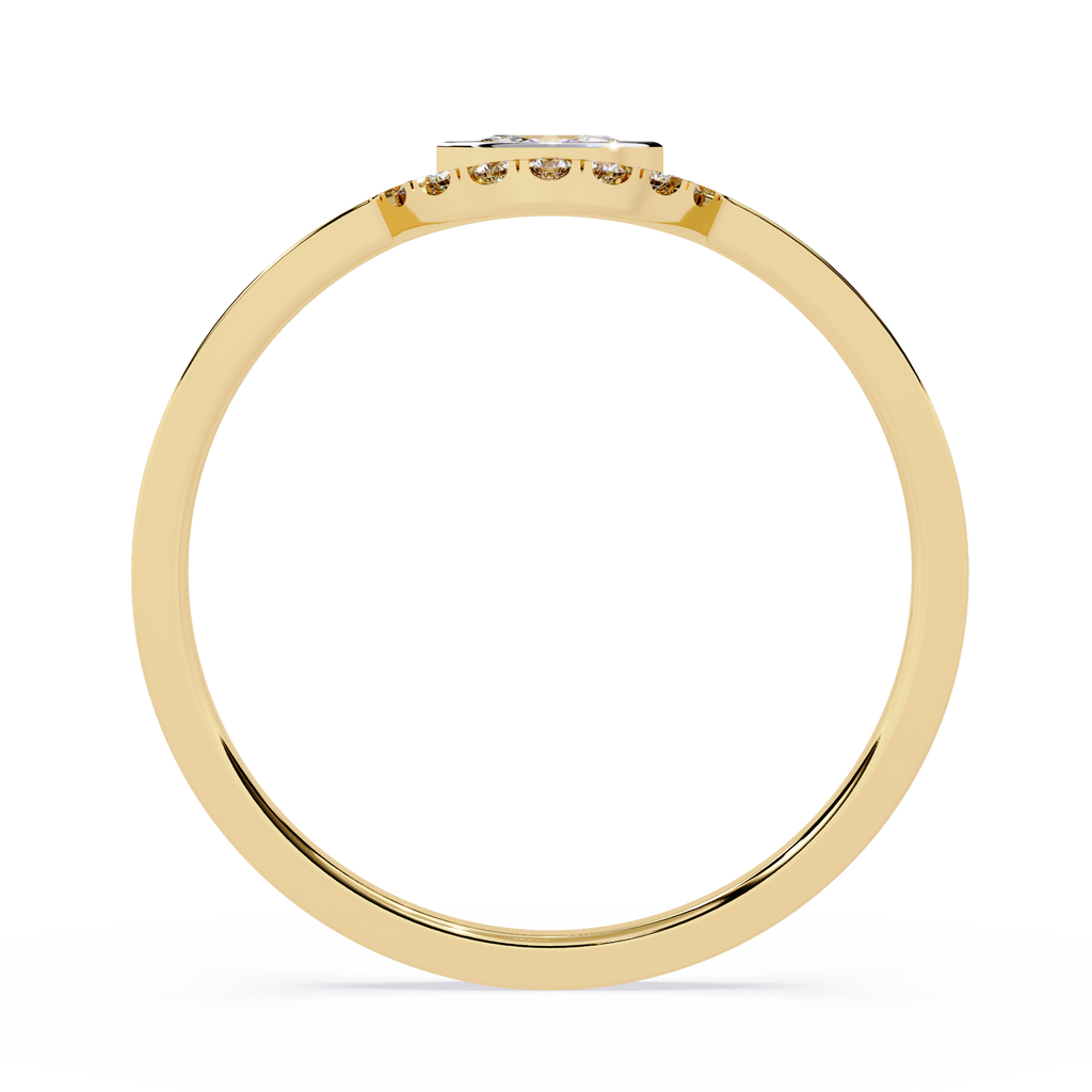 Diamond Halo Ring – Marquise Cut Lab Grown Diamond Solitaire - Modern Minimalist Stackable Ring