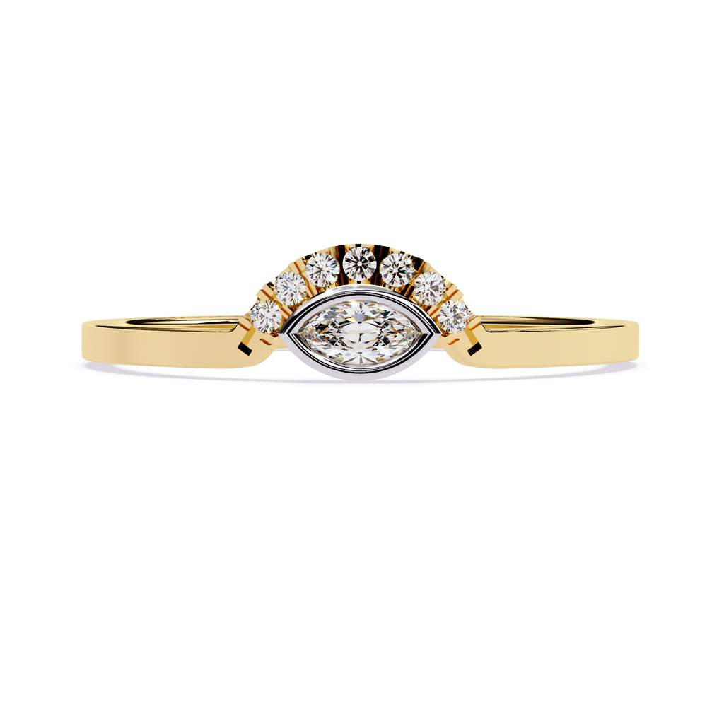 Diamond Halo Ring – Marquise Cut Lab Grown Diamond Solitaire - Modern Minimalist Stackable Ring