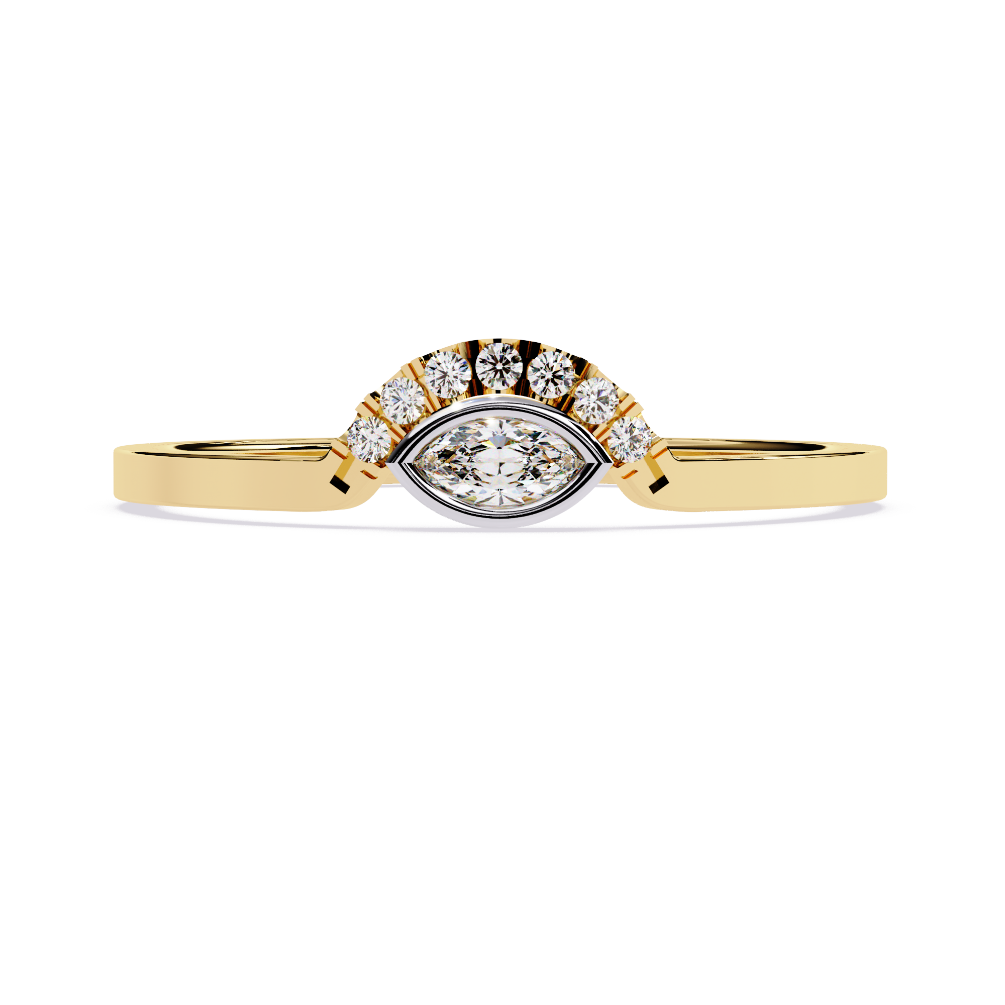 Diamond Halo Ring – Marquise Cut Lab Grown Diamond Solitaire - Modern Minimalist Stackable Ring